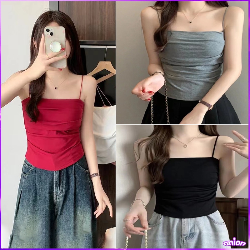 🌸พร้อมส่ง เสื้อกั๊ก เสื้อกล้ามผู้หญิง สายเดี่ยว แขนกุด สีพื้น แฟชั่น เซ็กซี่ สไตล์เกาหลี