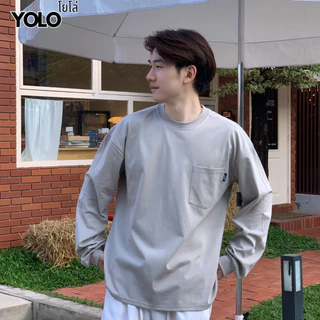 YOLO เสื้อสเวตเตอร์ OVERSIZE เสื้อสเวตเตอร์โอเวอร์ไซส์ สีฟอก เสื้อผ้าคอตตอน แนวสตรีท 2406