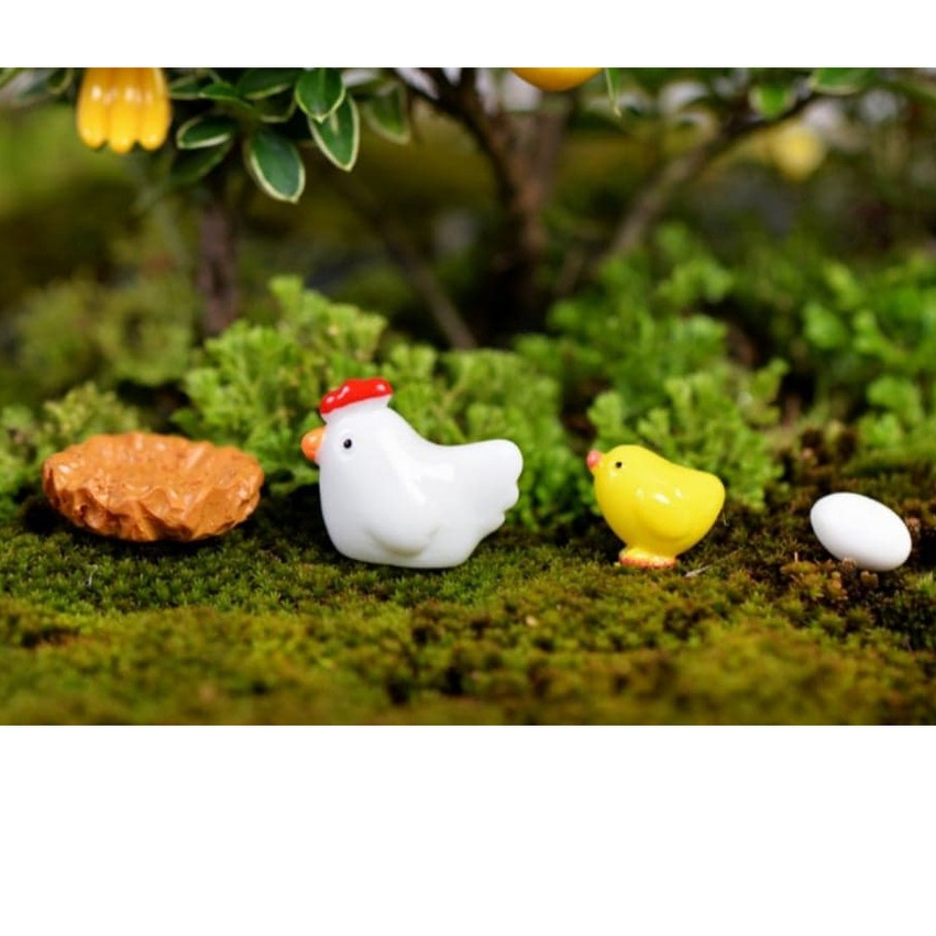 ชุดแม่ไก่ลูกไก่ 4 ชิ้น  #งานตกแต่งสวน #ตุ๊กตาจัดสวนถาด #พร็อพถ่ายรูป  #งานDIY