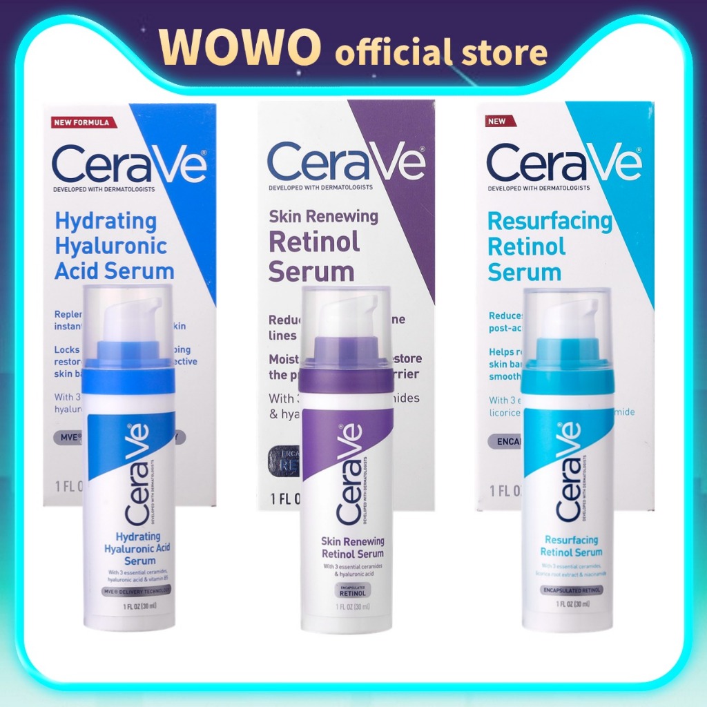Cerave Skin Renewing Retinol Serum & Resurfacing Serum &Hydrating Hyaluronic Acid Serum 30ml