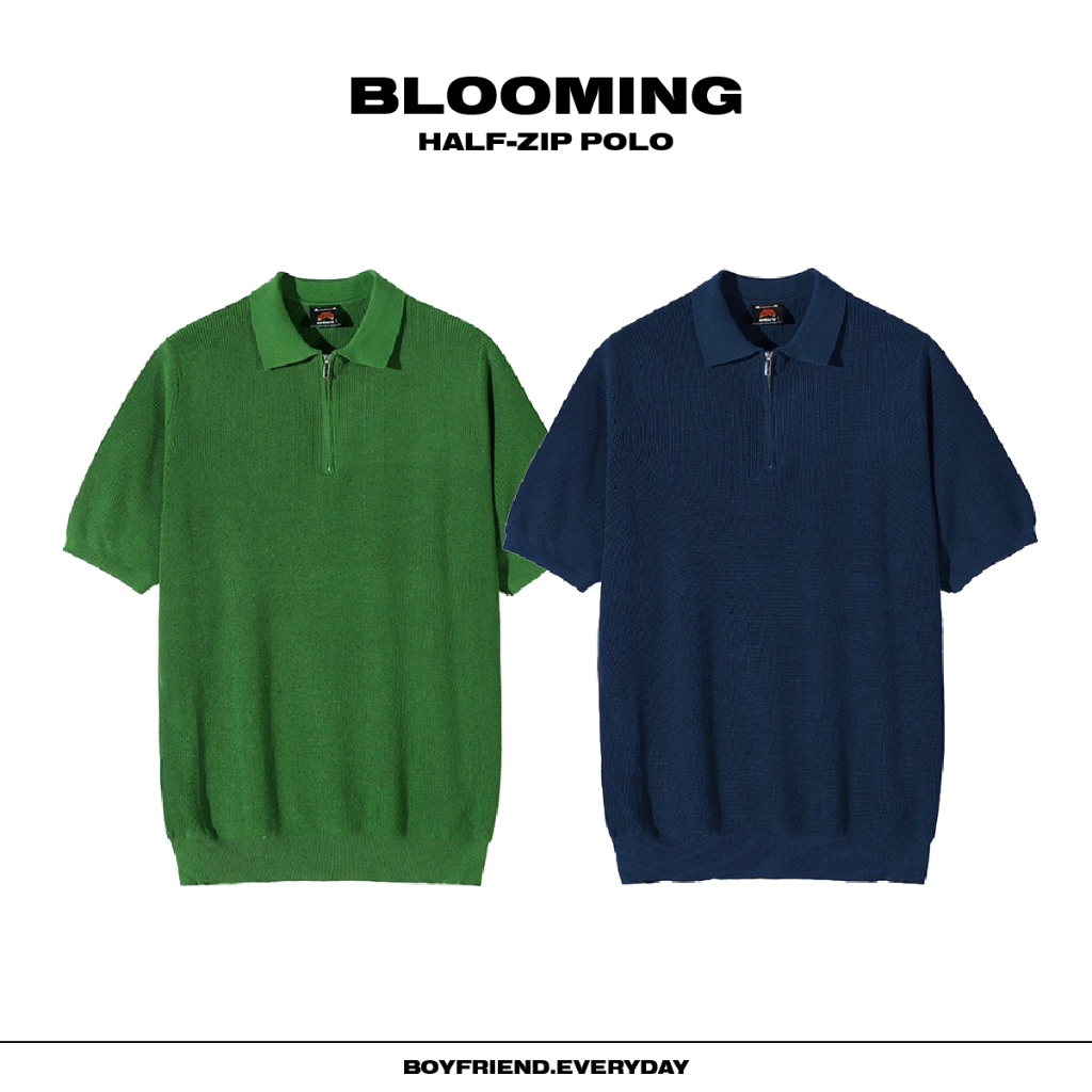 BLOOMING HALF-ZIP POLO เสื้อโปโลไหมพรมคอปกซิป