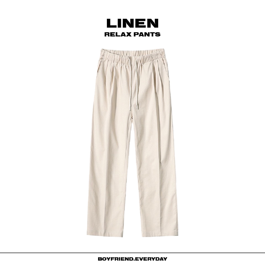 LINEN RELAX PANTS กางเกงผ้าลินินผสม