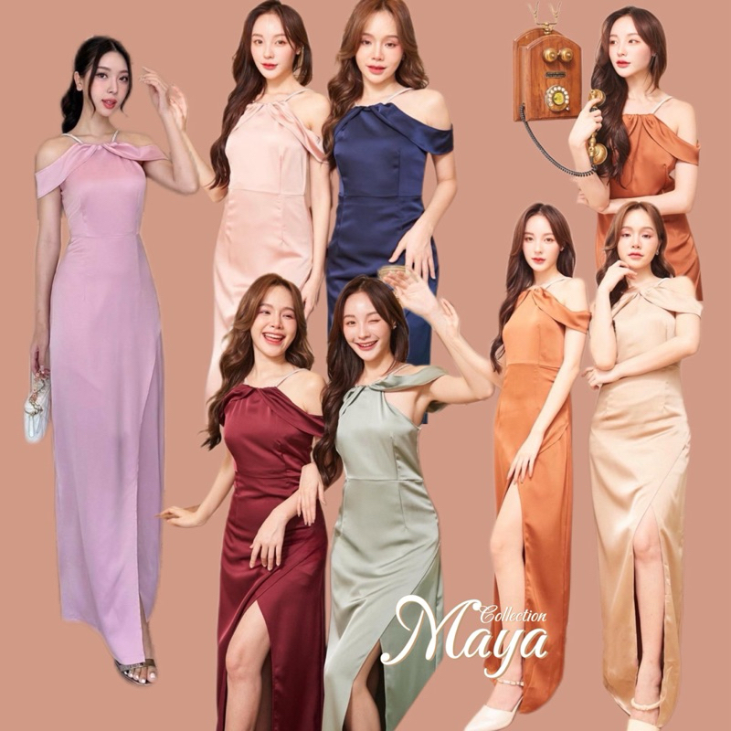 (G085) ราตรีไปงาน ราตรีออกงาน s m l xl 2xlเข้าแล้วค่า ชุดเดรสแต่งสายเพชร สวยมากๆๆ