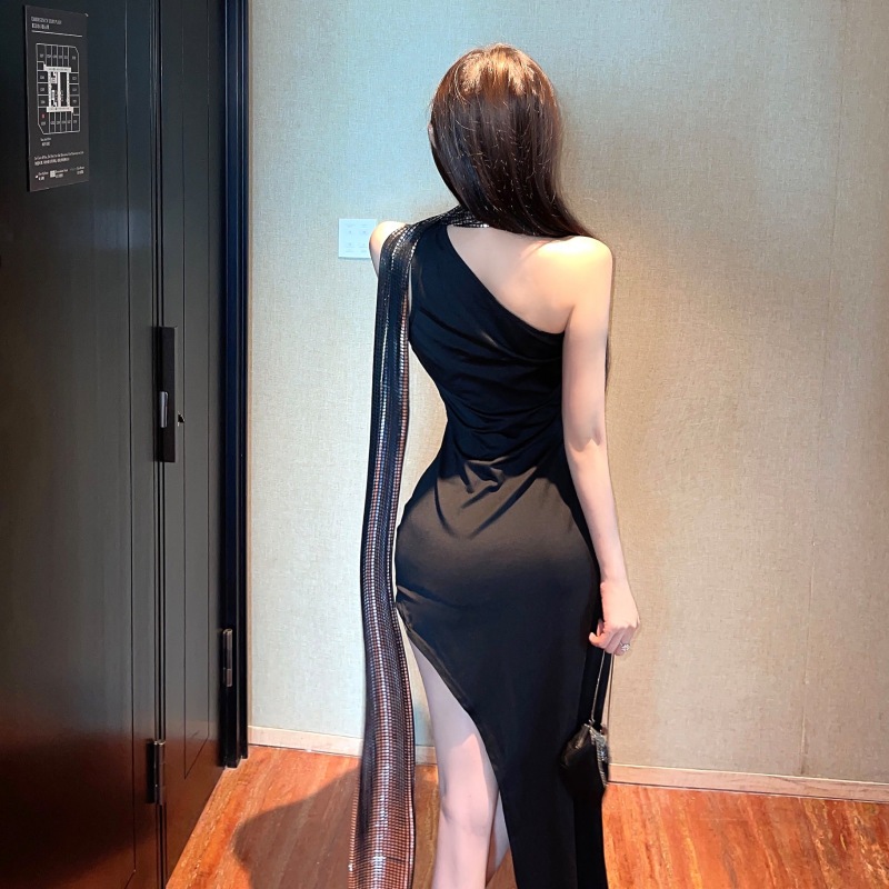 พร้อมส่ง ชุดเดรสยาว ชุดราตรี สีดำ สวย เซ็กซี่ แหวกข้าง แซ่บมาก งานนำเข้า - รูปที่ 7