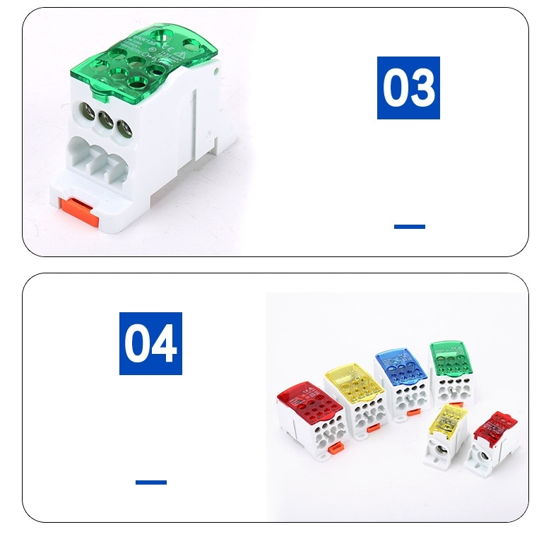 ฟ้า UKK Distribution Block: เทอร์มินอลกระจายกระแสขนาด 80A 125A 160Aข้อต่อสายไฟ เต๋าต่อสาย กระจายสายเ