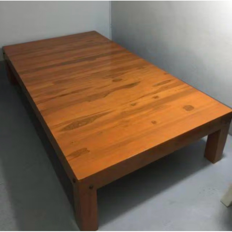 เตียงไม้สักหัวเรียบ 107*200 สูง45cm.