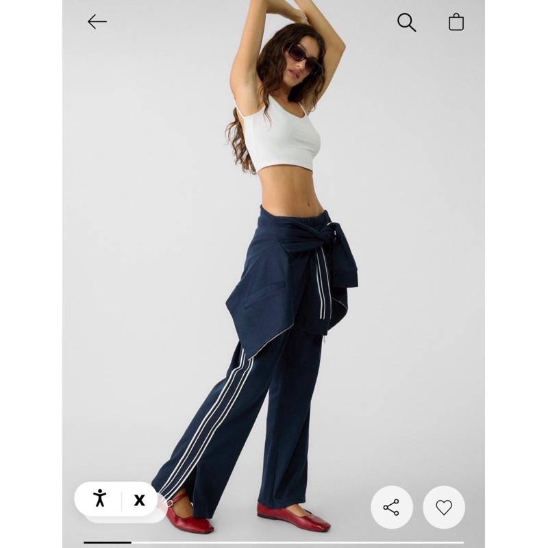 Stradivarius Jogger pants กางเกงผ้าแต่งแถบด้านข้าง เอวยืด ผ้ายืด