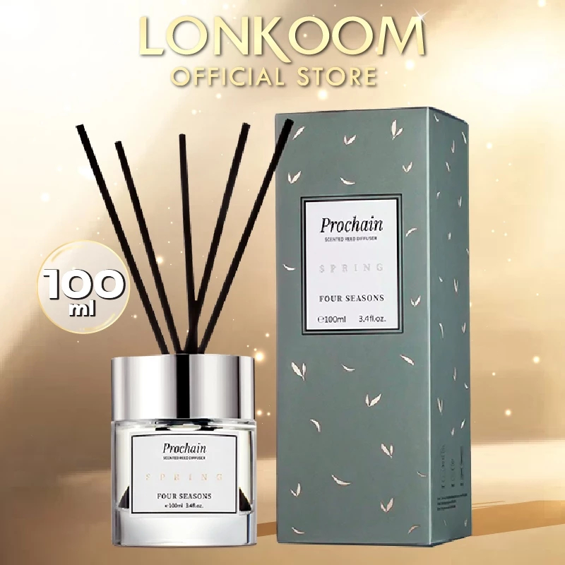 LONKOOM น้ำหอมอโรม่า รูมดิฟฟิวเซอร์ 100ml FOUR SEASON REED DIFFUSER ก้านไม้หอม