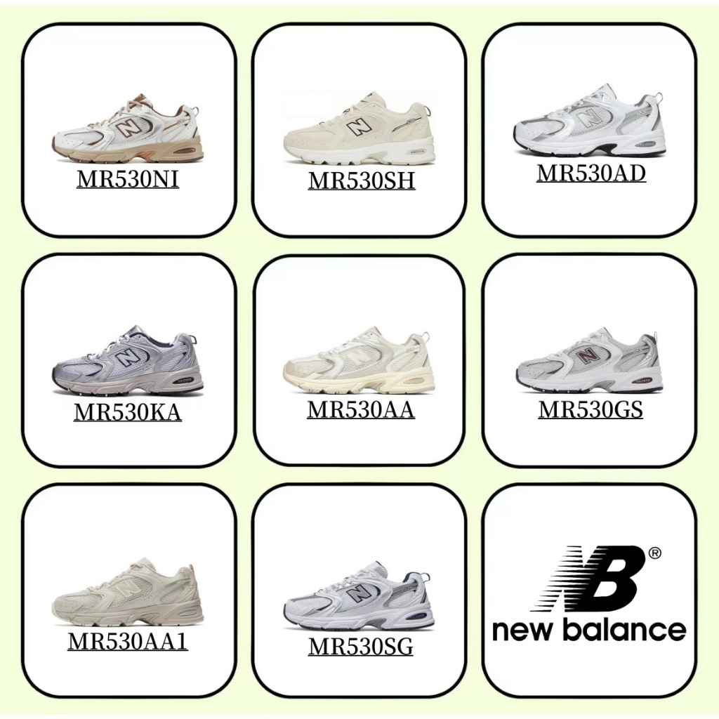 🧡ของแท้% 100🧡 New Balance 530 MR530NI สีขาว/เหลืองเลขานุการ/เทา/เขียว/น้ำตาล