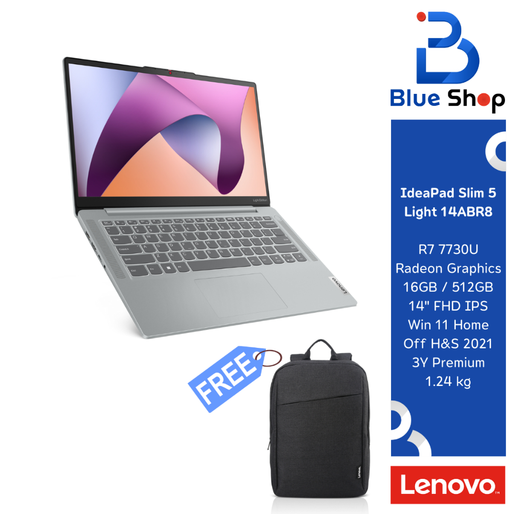 Lenovo IdeaPad Slim 5 Light 14ABR8 โน้ตบุ๊กทรงพลังบนน้ำหนักแค่ 1.2 กิโล 82XS003BTA