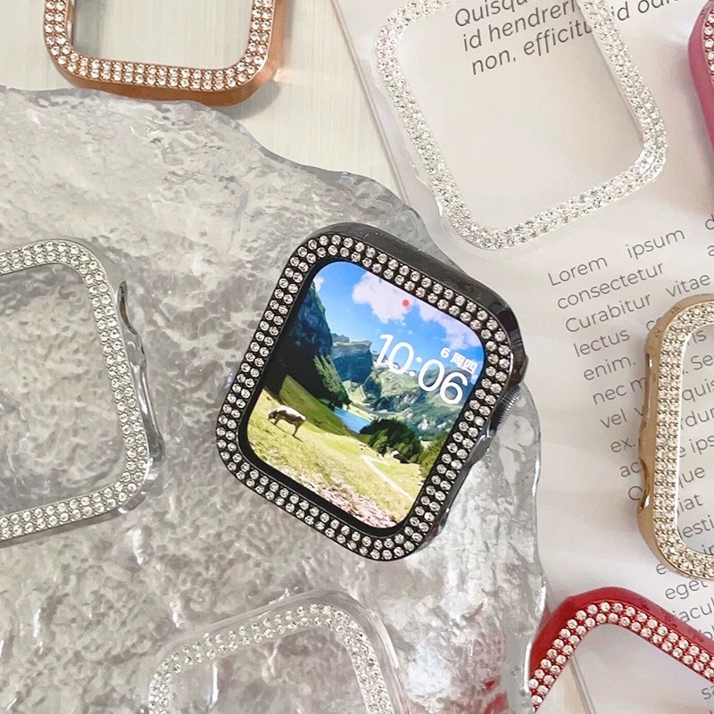 พร้อมส่งจากไทย เคส PC ประดับเพชรสองชั้น Double Daimond Case ใช้ได้กับ Smart Watch 9 8 7 6 5 4 3 2 1 