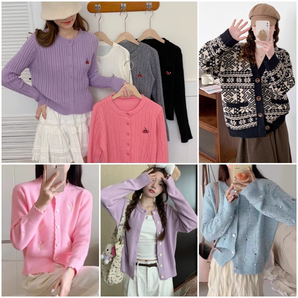 PBKKM1 เสื้อกันหนาวไหมพรม (Knit sweater) เสื้อผ้าผู้หญิง เนื้อผ้านิ่มแขนยาวใส่สบาย มีสไตล์และหลากหลายแบบหลายสี