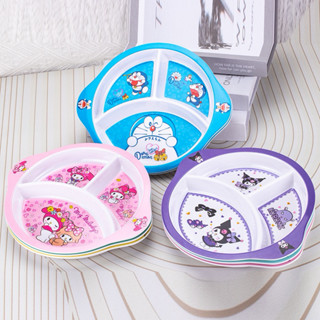 จานเมลามีนเด็ก ลายการ์ตูน สามหลุม แบบใหม่