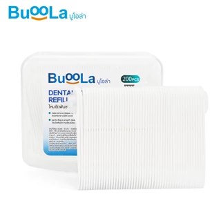 Buoola ไหมขัดฟันชนิดด้าม 200 ชิ้น (สำหรับเติมกล่องกด) ช่วยขจัดคราบพลัคและเศษอาหาร