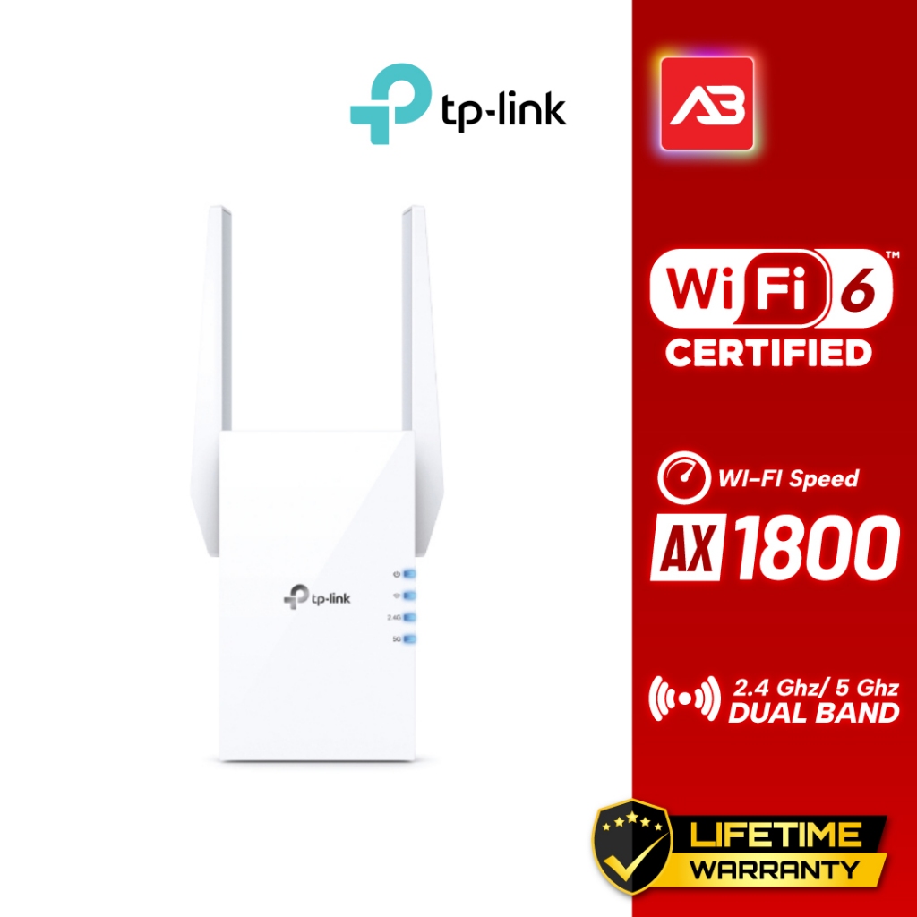 TP-Link AX1800 Wi-Fi 6 Dual Band Wireless Wall Plugged Range Extender รุ่น RE605X