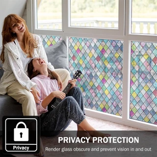 Window film ฟิล์มติดกระจก แบบสุญญากาศ เพิ่มความเป็นส่วนตัว ยาว2เมตร ติดตั้งง่าย เพิ่มความสวยงาม สติ๊กเกอร์ติดกระจกบ้าน ฟ