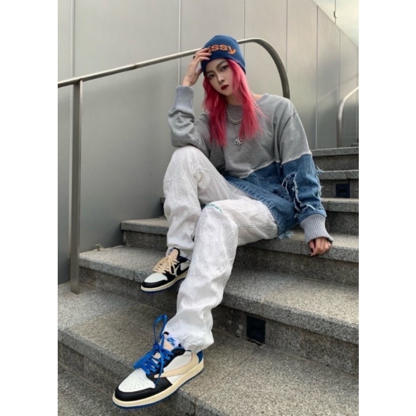 ❤️การอนุญาตแบรนด์❤️ Travis Scott x Fragment Design x Jordan Air Jordan 1 Low OG SP รองเท้าผ้าใบ Sneakers