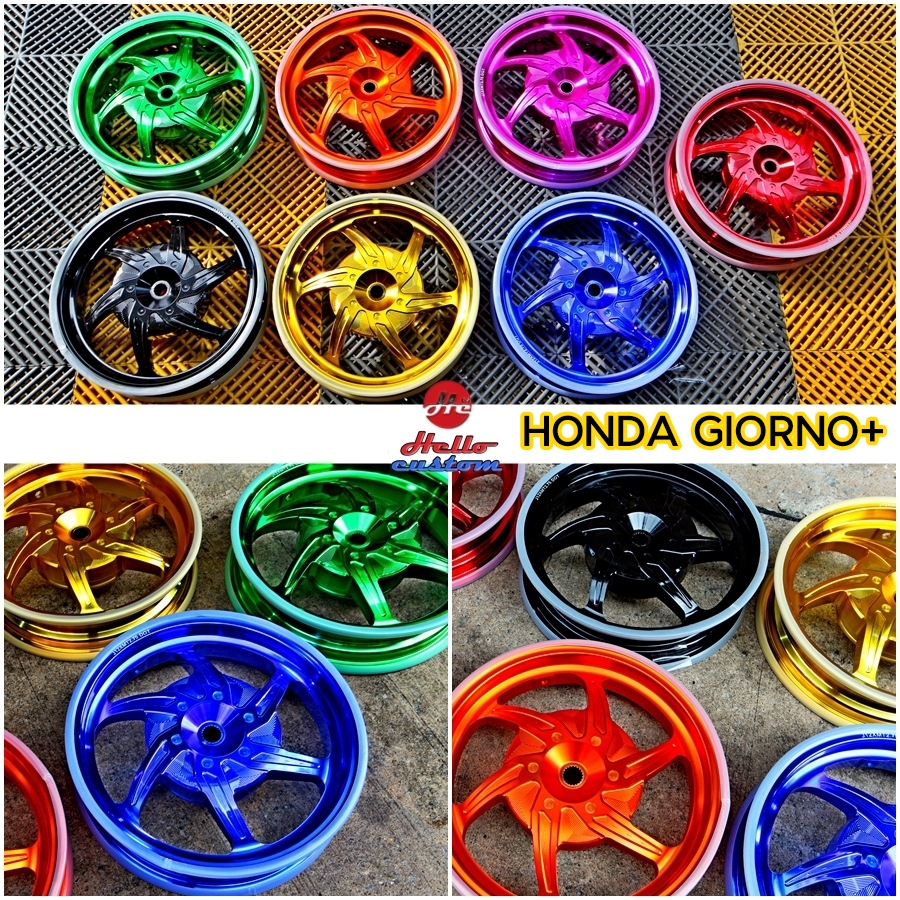 ชุดล้อ หน้า-หลัง 12นิ้ว CNC สำหรับ HONDA Giorno+ (พร้อมจุ๊บลม CNC) ชุดล้อแต่ง Giorno 125