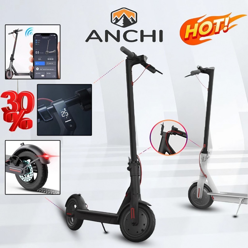 ANCHI สกูตเตอร์ไฟฟ้า จักรยานไฟฟ้า สกู๊ตเตอร์ Electric Scooter จอLED พับเก็บได้ รับน้ำหนักได้ถึง120KG