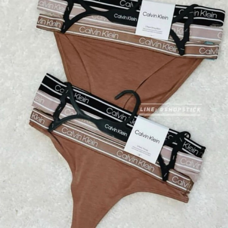 Calvin Klein Pack 3 กางเกงใน Thong, High leg Bikini แพค 3 ตัว