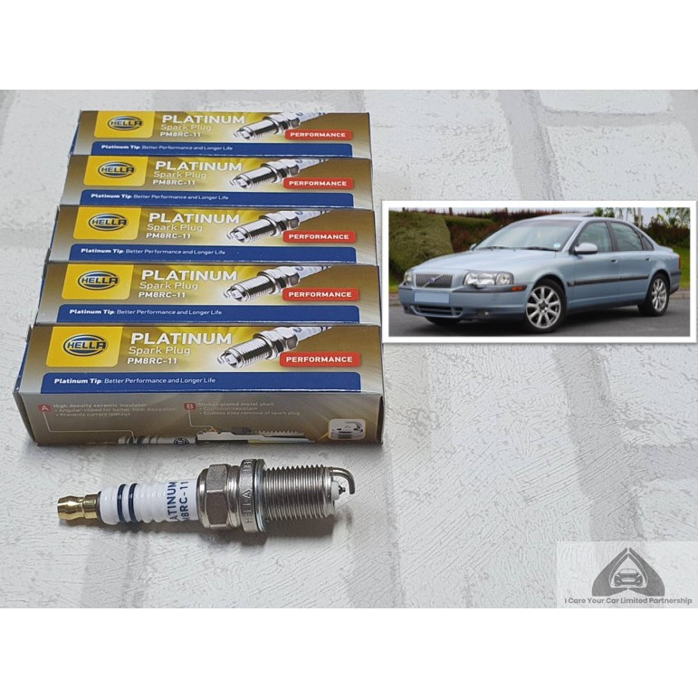 หัวเทียน แพลทตินัม Volvo S80 I ชุด 5 หัว / 6 หัว  ระยะการใช้งาน 60,000 กม : Hella PM8RC-11 , PMJ8RC4