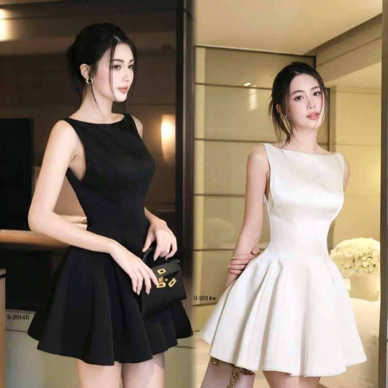 M11 งานป้าย Nabibrand Dress ชุดเดรสสั้นแขนกุดโชว์หลัง สีพื้น สำหรับผู้หญิง เสื้อผ้าแฟชั่นผู้หญิง ไซส์ Xs-L