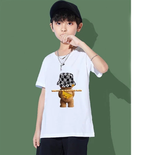 Yout-children kids t shirt cute bear tops ทรงหลวม oversize คอกลม แขนสั้น ใส่สบาย cotton 100% สไตล์เกาหลี unisex