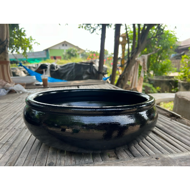 อ่างดินเผาสีดำ 8-9-10นิ้ว แต่งสวนถาดอ่างปลา