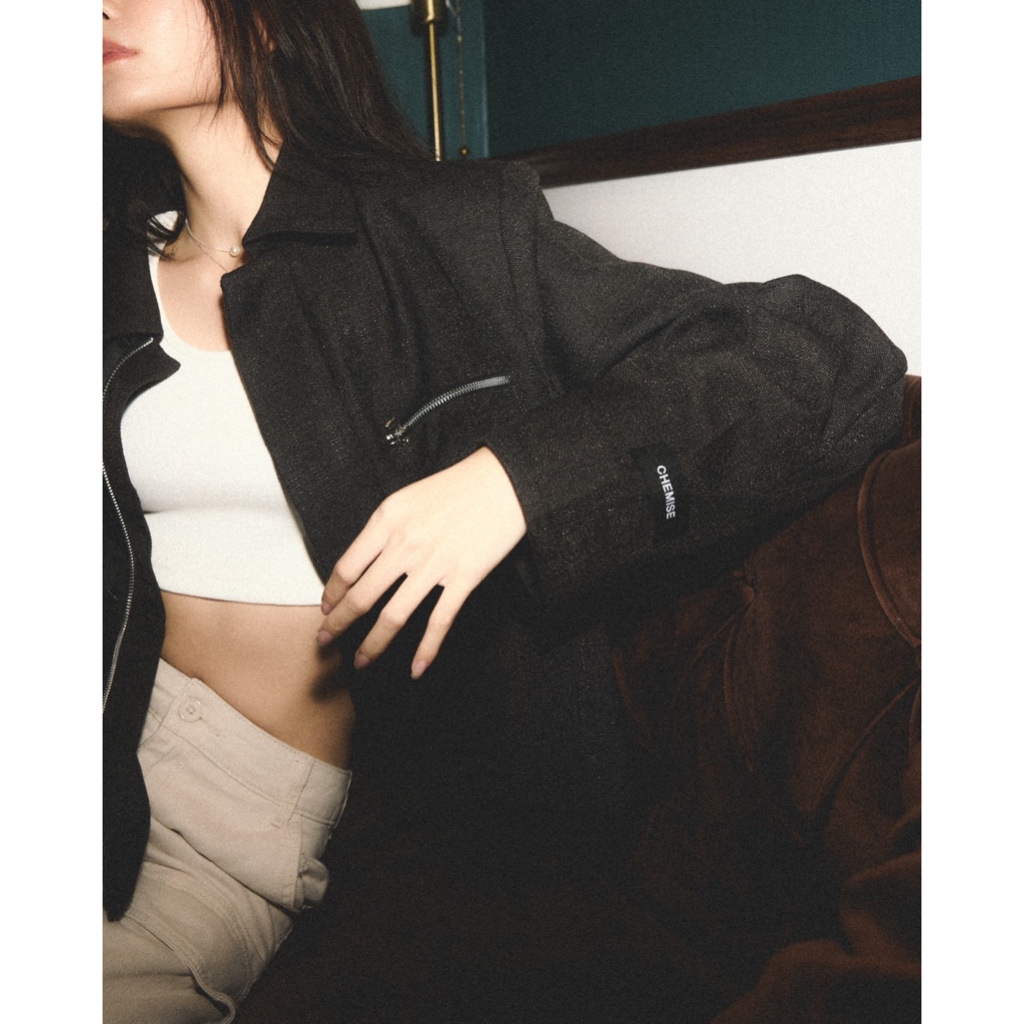 CHEMISE Texture Black Jacket