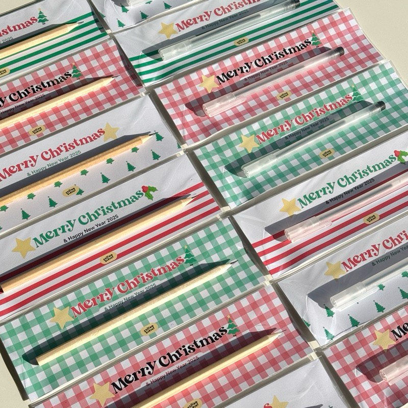 ของขวัญวันคริสมาสต์ ของขวัญแจกเพื่อน ดินสอ/ปากกา พร้อมแพ็คเกจน่ารัก ลาย Christmas