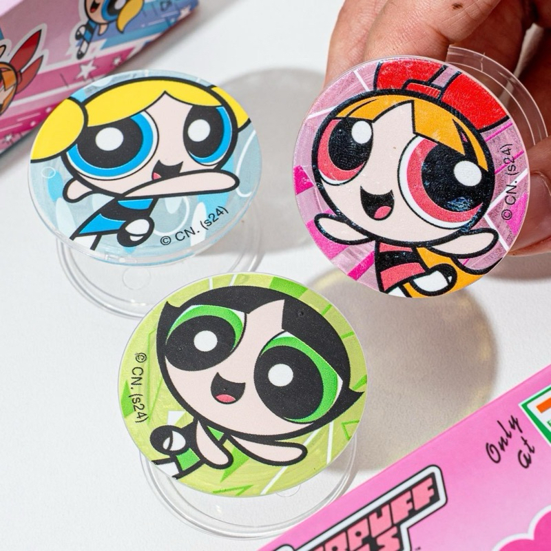 7-11xBigga Phone Grip The PowerPuff Girls ที่ติดหลังโทรศัพท์ เดอะพาวเวอร์พัฟเกิร์ลส์ (ของแถมขนม 7 Eleven 2024)