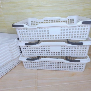 (หนา)basket with handle ตะกร้าหูหิ้ว A4 ซ้อนได้ 26×35.5×9 cm. พร้อมส่ง