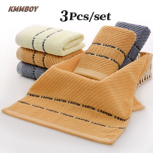 [ทั้งหมด 3-9 ชิ้น] ผ้าเช็ดตัว ผ้าขนหนูผ้าฝ้าย 100% cotton ผ้าขนหนูคุณภาพเนื้อนุ่ม ซึมซับสูง สำหรับใช้ในบ้าน ขนาด 34x74cm