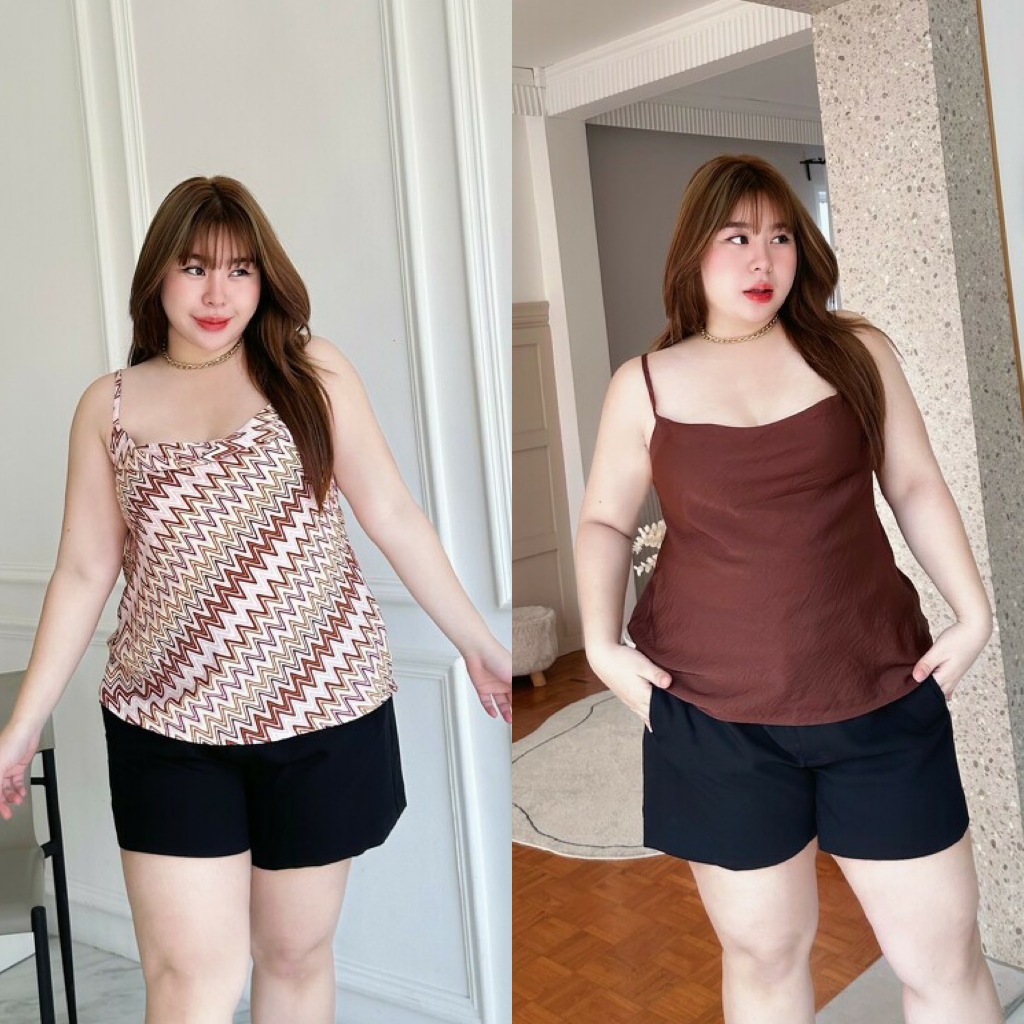 เสื้อครอปสายเดี่ยวผ้าซาตินเนื้อผ้าพริ้ว สายปรับได้เหมาะกับสาวเซ็กซี่ i0850-i0851