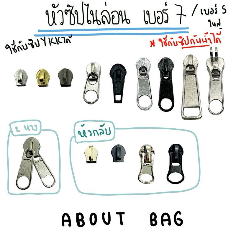 ( 1 ตัว ) หัวซิปไนล่อน เบอร์ 5 (ใหญ่) / เบอร์ 7 ใช้กับซิปYKK และซิปกันน้ำได้ ต้องการสินค้าจำนวนมากรบกวนทักแชท