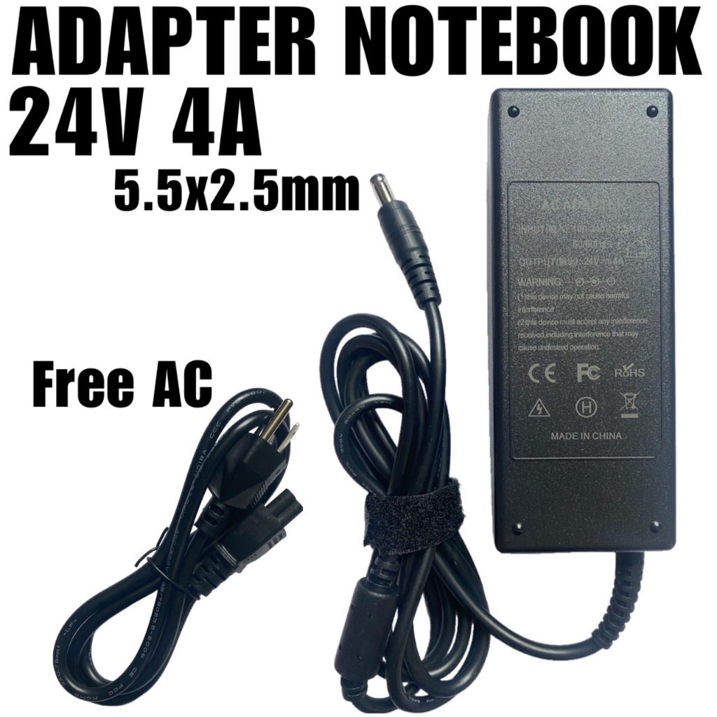 Adapter 24V 4A Compatible: 5.5 * 2.5mm อะแดปเตอร์โน๊ตบุ้ค ใช้ได้กับทุกรุ่น ได้ครบชุด