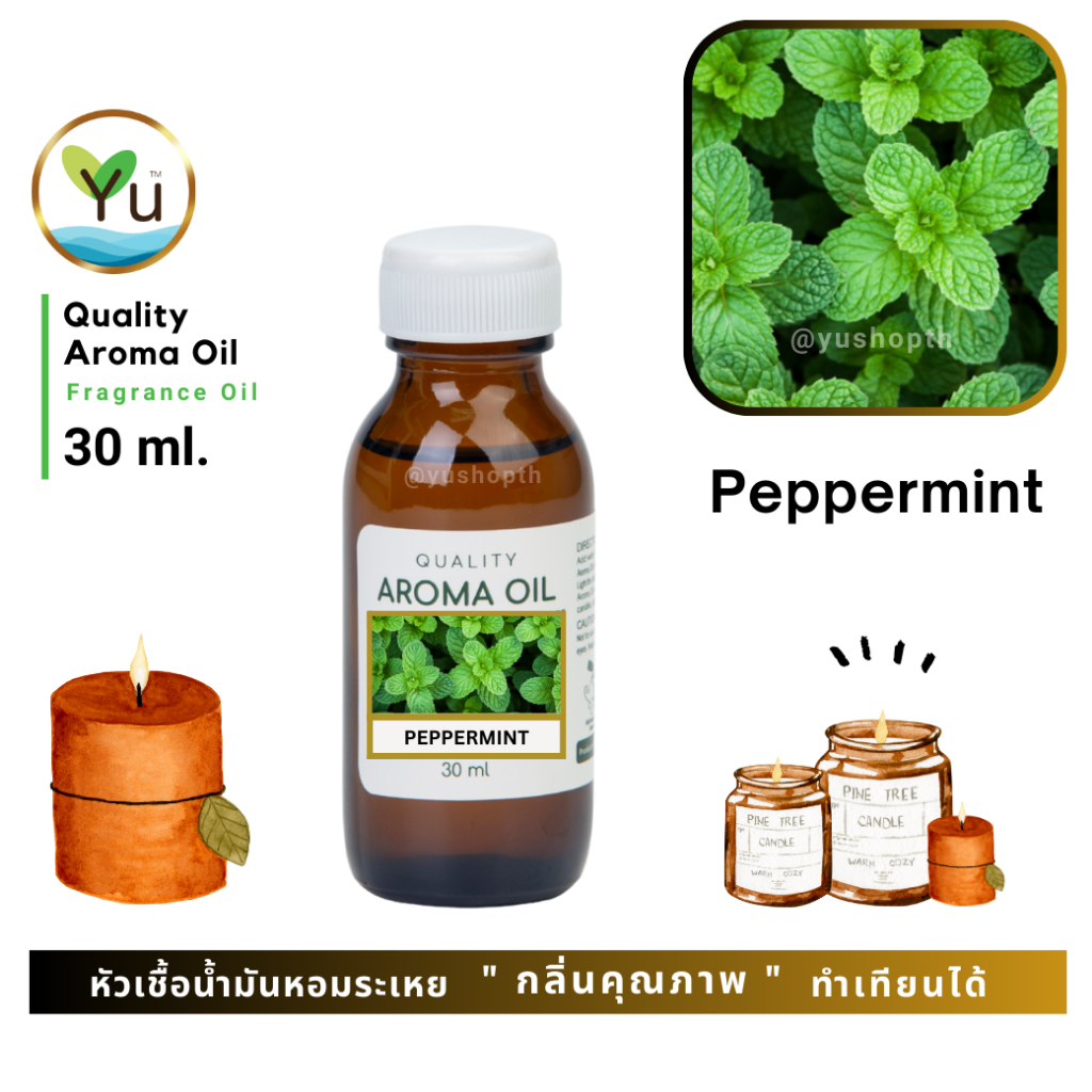🌟 30-60 ml.🌟 กลิ่น Peppermint เปปเปอร์มิ้นท์ 🌟 หัวเชื้อ น้ำมันหอมระเหย กลิ่นคุณภาพ | Quality Aroma Oil