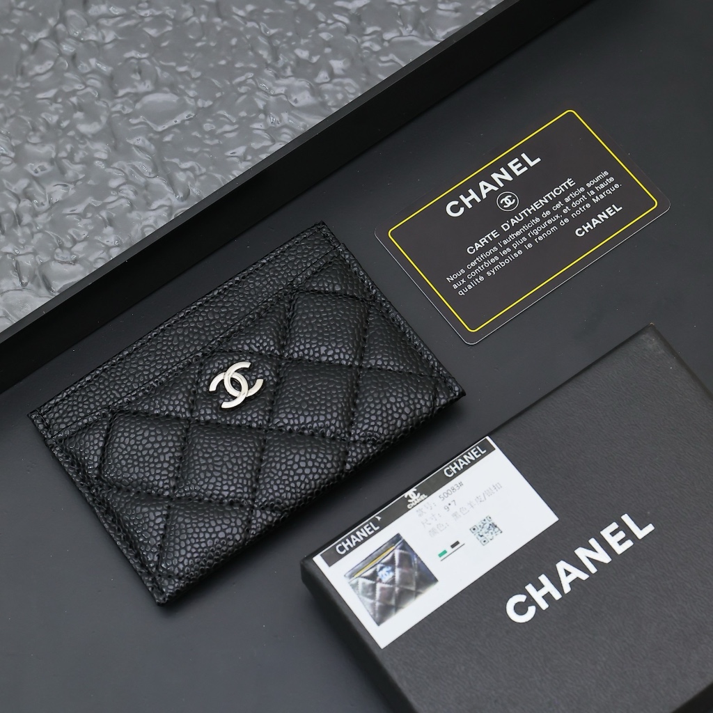 พร้อมส่ง (1:1 Hiend) กระเป๋าบัตรหนังคาเวียร์ CC Caviar Card Holder