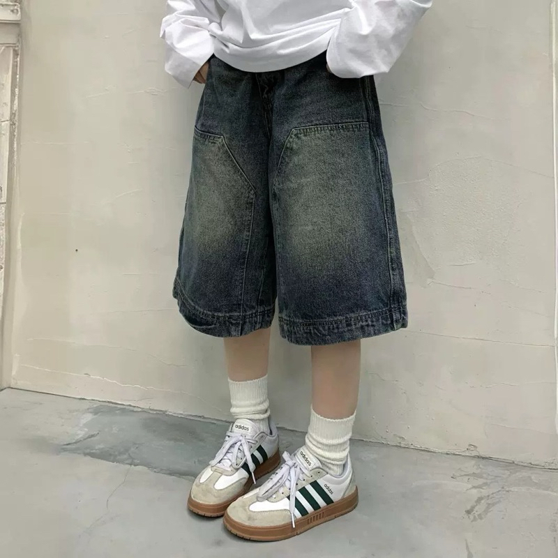กางเกงยีนส์ขาสั้นผู้ชาย retro jort