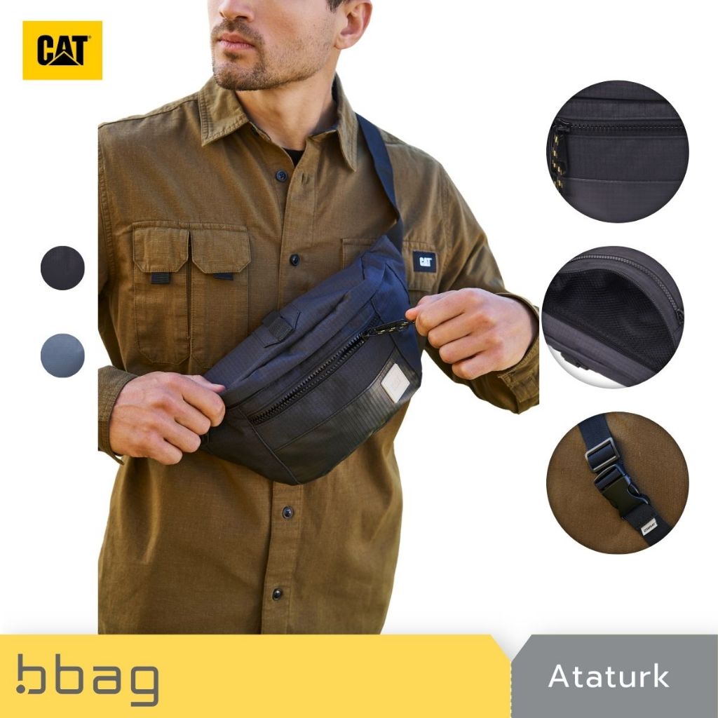 Caterpillar กระเป๋าคาดเอว คาดอก 2.5 ลิตร รุ่น Ataturk 84567 พกพาสะดวก [สีดำ/สีฟ้า]