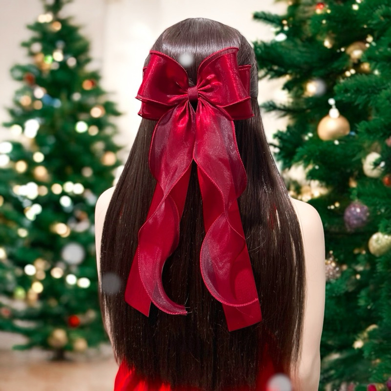 กิ๊บโบว์+ริบบิ้นติดผมผ้าใยเเก้วแบบพิเศษอย่างดี สองชั้นงานคุณหนูเป็นกิ๊บสปริงคุณภาพดีราคาส่ง