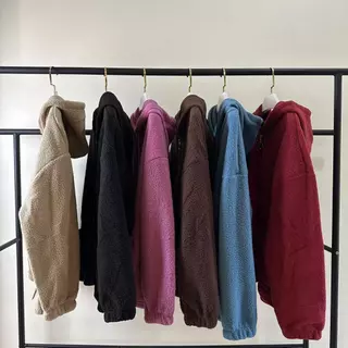 เสื้อกันหนาวผู้หญิงมีฮู้ด สีพื้น มีกระเป๋าด้านหน้า ผ้าสำลี ทรงใหญ่ หลวมใส่สบาย สไตล์เกาหลี มี 6 สีให้เลือก