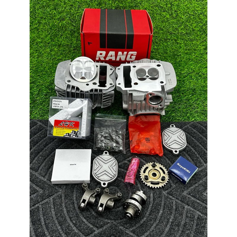ชุดเสื้อฝา125ลูก66/4วาวปลอกยาวใส่ได้ถึงชัก7มิลลูกLHKสลัก15มิลวาล์ว22-25ฝาสูบRANGใส่125คาร์บูและ125iร