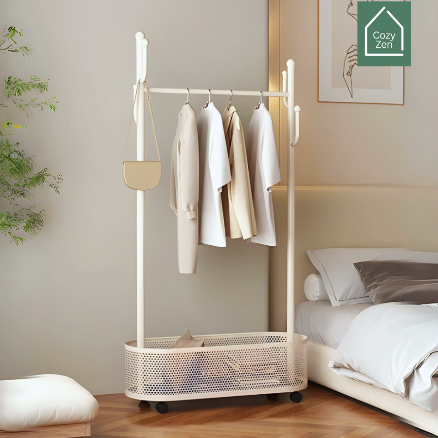 CozyZen ราวแขวนเสื้อผ้า สูง 172 ซม. ที่แขวนกระเป๋า ราวตากผ้าอเนกประสงค์ ราวตากผ้าเหล็ก Cloth Rack