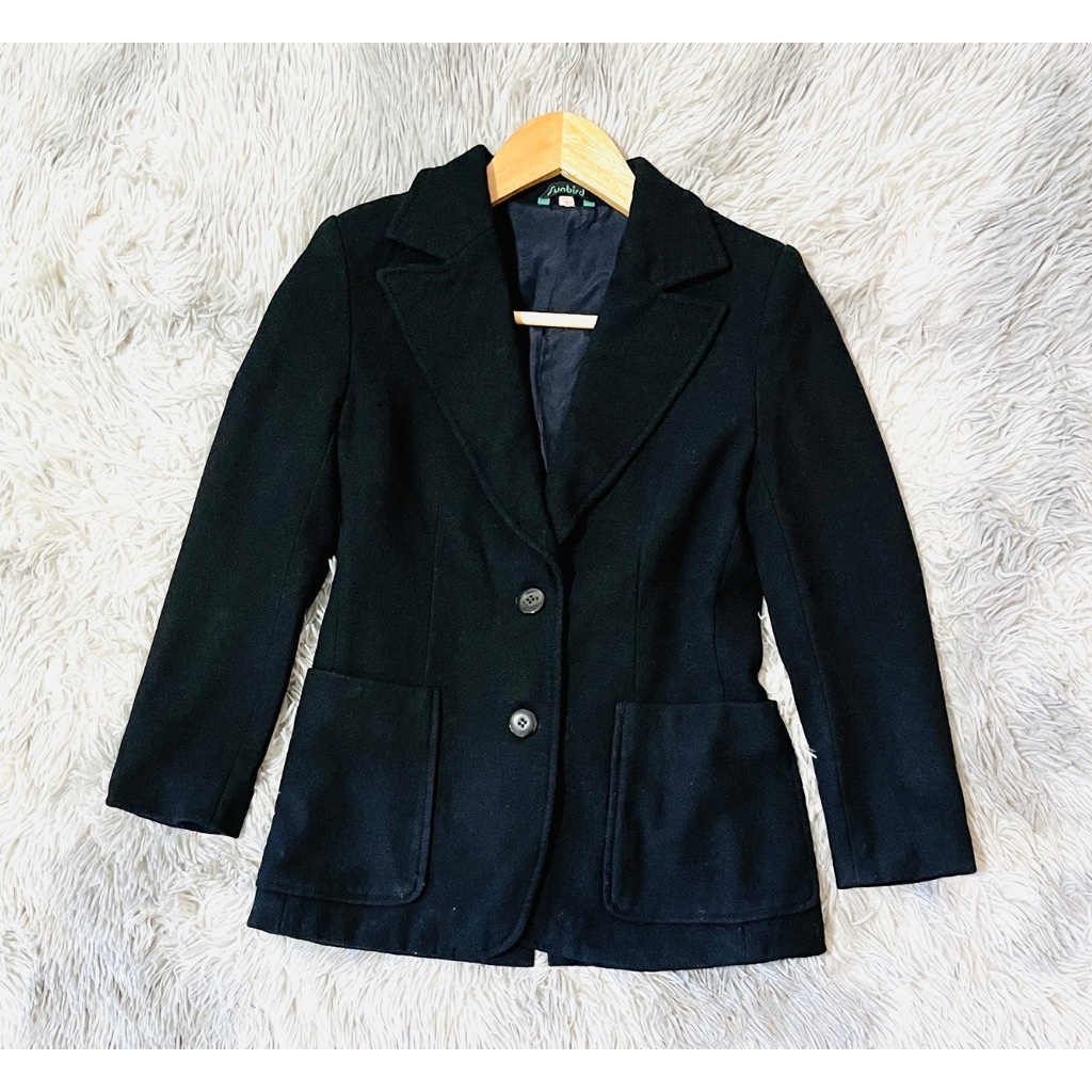 อก 32 สูทมือสอง Blazer ผู้หญิงสีดำ ผ้าวูลผสม  *S73