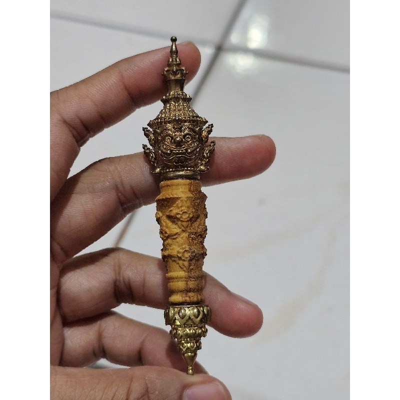 ไม้ครูลายไทยรวม(3นิ้ว)หัวท้ายทองเหลือง