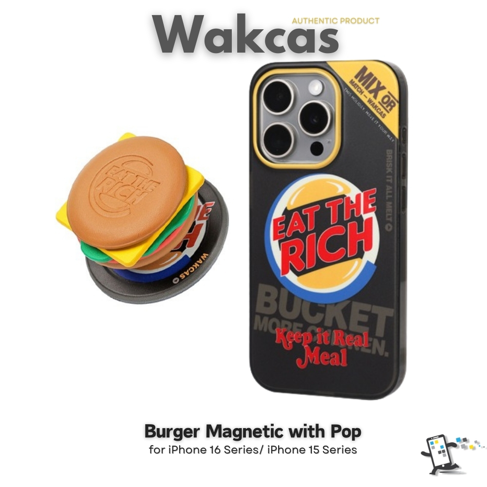 Wakcas Burger Magnetic with Pop เคสสำหรับ iPhone 16 Series และ iPhone 15 Series
