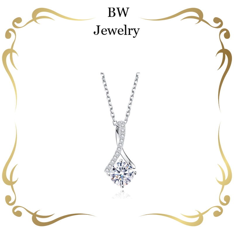 BWjewerly 925 เชนเชือกเขา สร้อยคอตัวละคร ห่วงโซ่เพชร 1 กะรัต เครื่องประดับจี้สูง （ของขวัญแฟน）