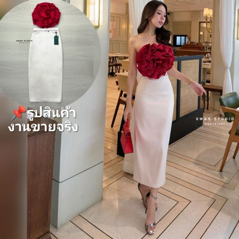 ชุดคุณภาพดี ตรงปก ร้านนี้มีพร้อมส่งเลย ไม่ต้องเช็ค*ส่งไว ชุด​เซท​ ชุดออกงานสี​ แดง​ ครีม​ Swanstudio​