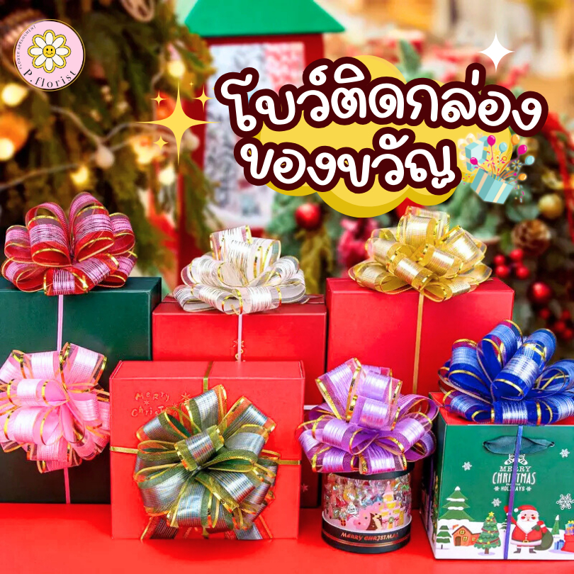 โบว์ติดของขวัญ โบว์พลาสติก โบว์ผ้า ปีใหม่ กระดาษห่อ ของชำร่วย DIY